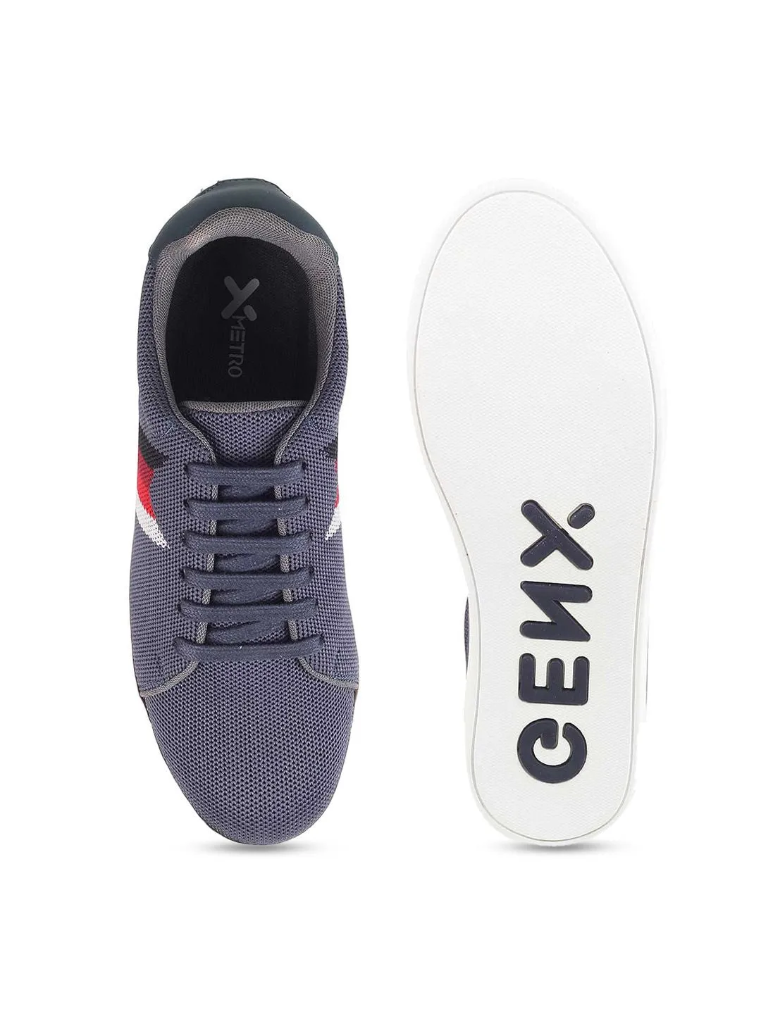 Metro Men Grey Woven Design Sneakers