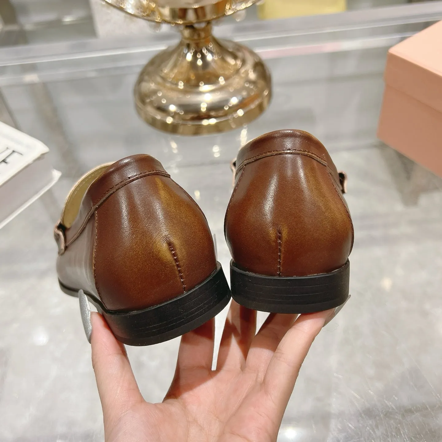 Miu 25C Loafers Coffee Cowhide 235302