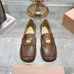 Miu 25C Loafers Coffee Cowhide 235302