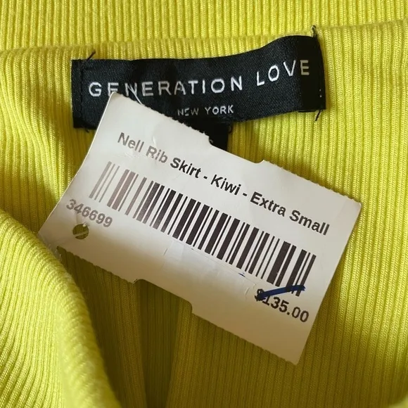 NWT Generation Love Nell ribbed skirt in kiwi