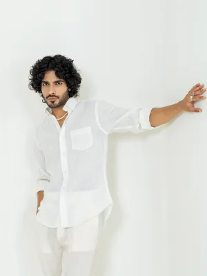 Off white Linen blend full sleeves shirt