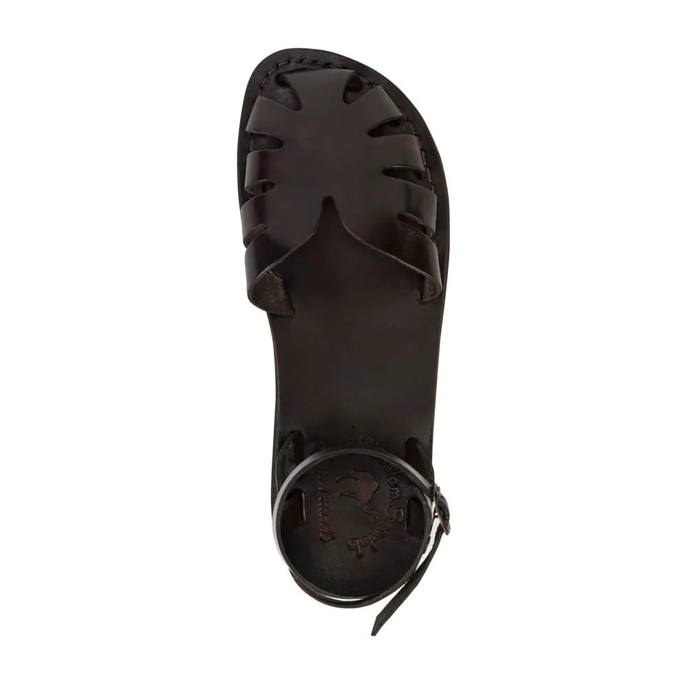 Olivia - Leather Adjustable Strap Sandal | Brown