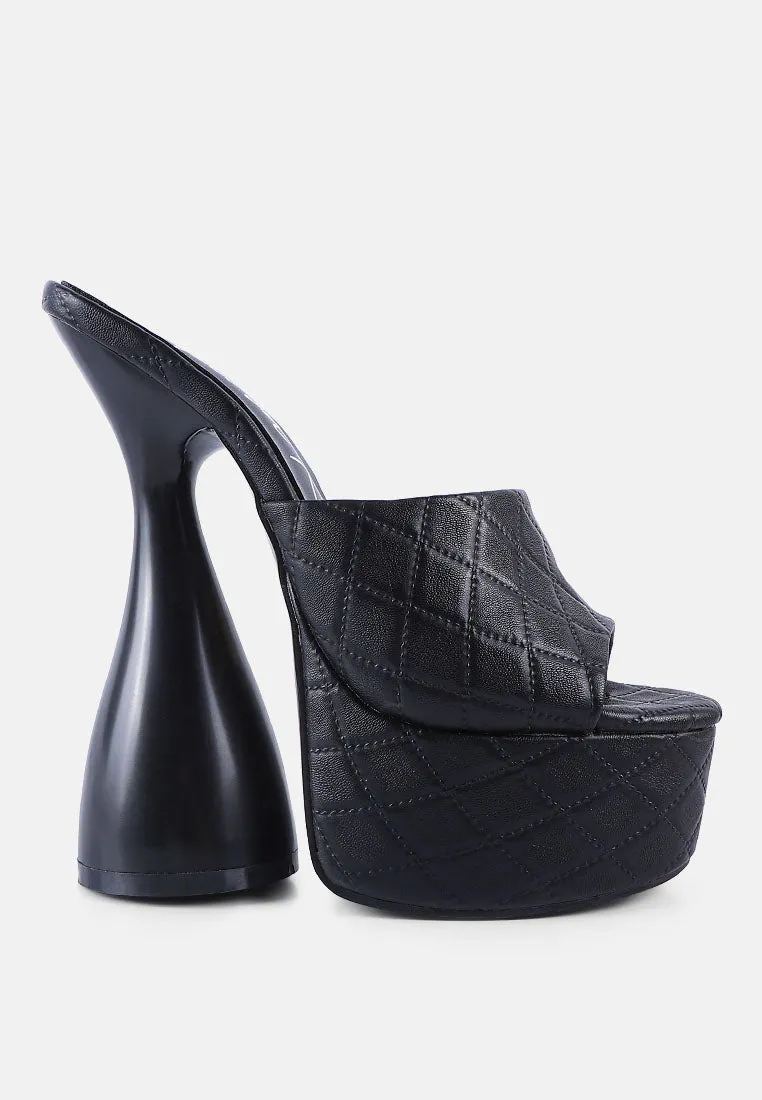 Oomph Quilted Hourglass Heel Platform Sandals By Ruw