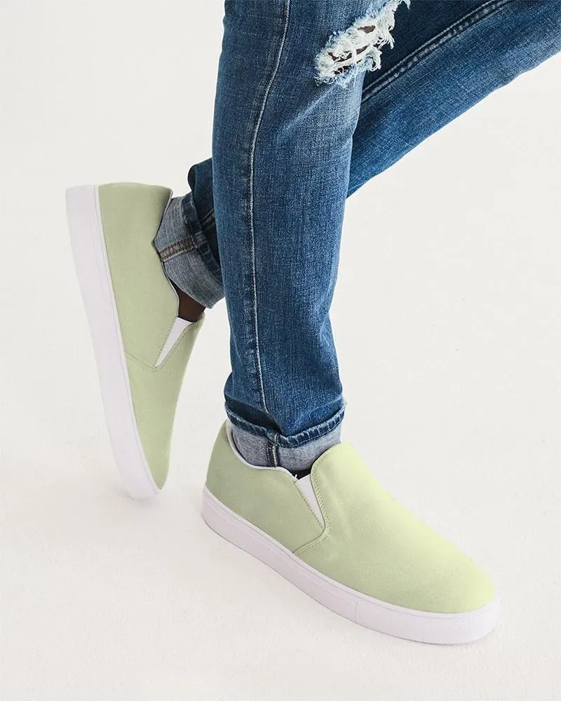 Pale Pastel Yellow Warm Green Slip-On Canvas Sneakers | Men's | Bright Pale Pastel Yellow Warm Green | C8M0Y30K0