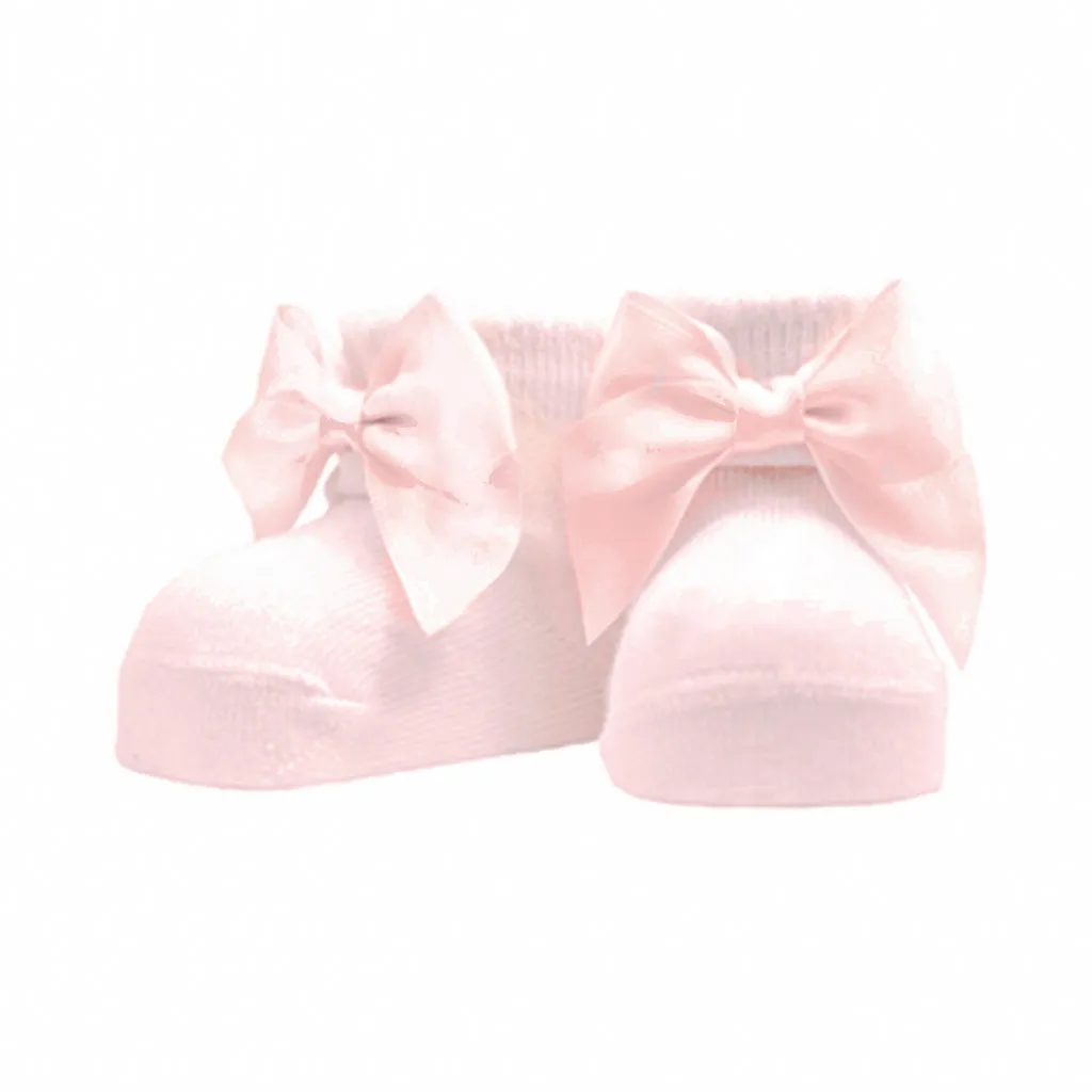 Pink Bow Newborn Socks