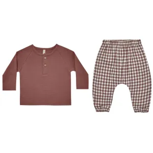 Plum Shirt & Plum Gingham Woven Pants
