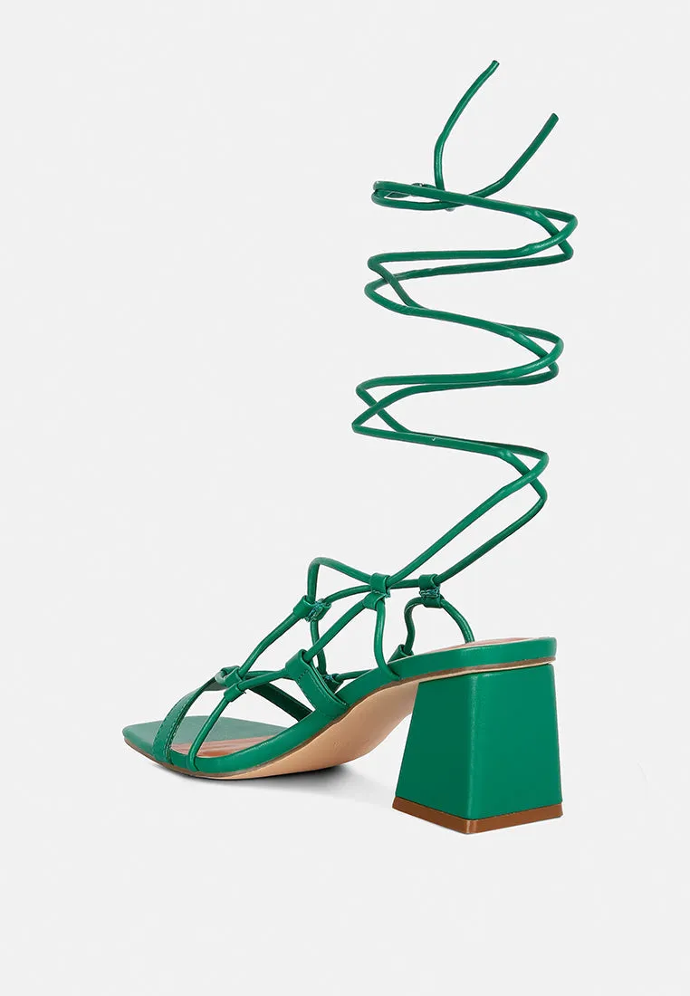 Provoked Lace Up Block Heeled Sandals By Ruw