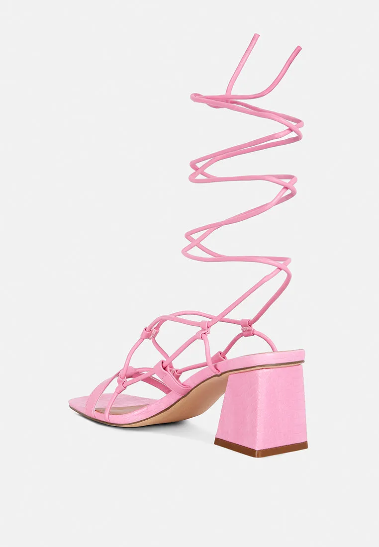 Provoked Lace Up Block Heeled Sandals By Ruw