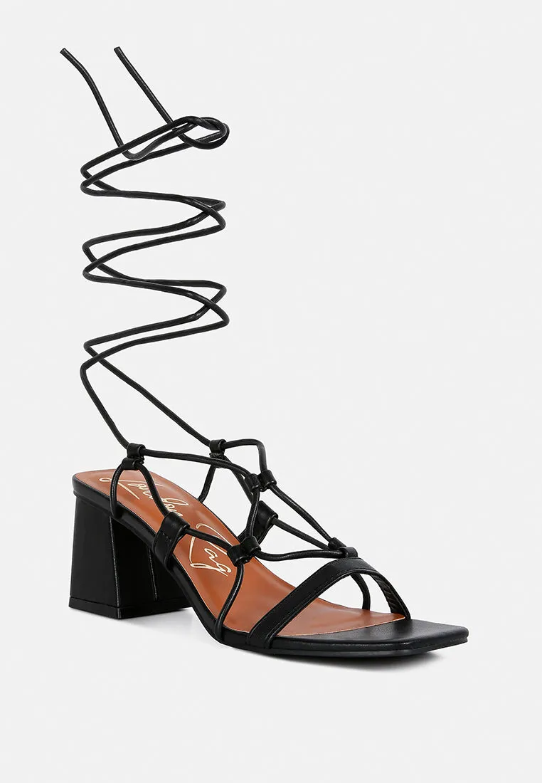 Provoked Lace Up Block Heeled Sandals By Ruw