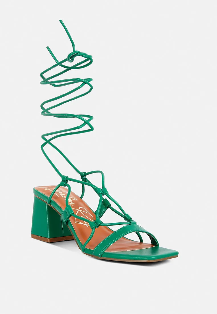 Provoked Lace Up Block Heeled Sandals By Ruw