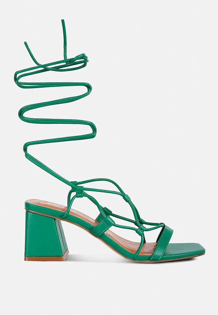 Provoked Lace Up Block Heeled Sandals By Ruw