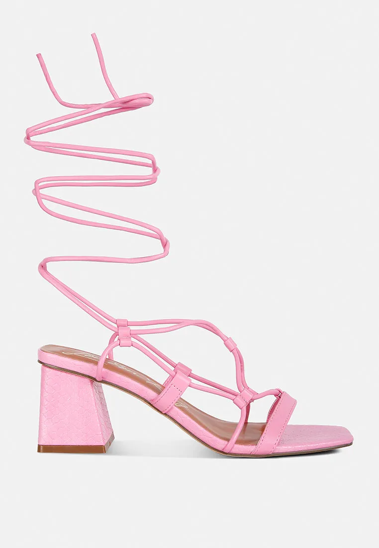 Provoked Lace Up Block Heeled Sandals By Ruw