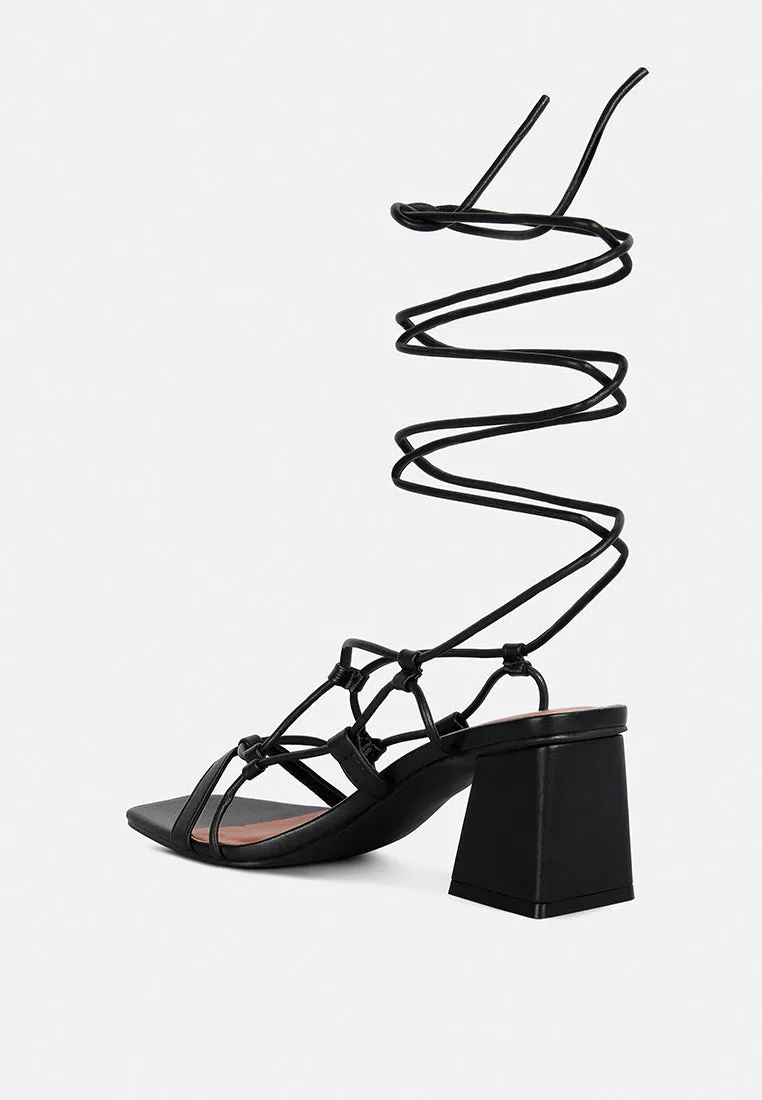Provoked Lace Up Block Heeled Sandals By Ruw
