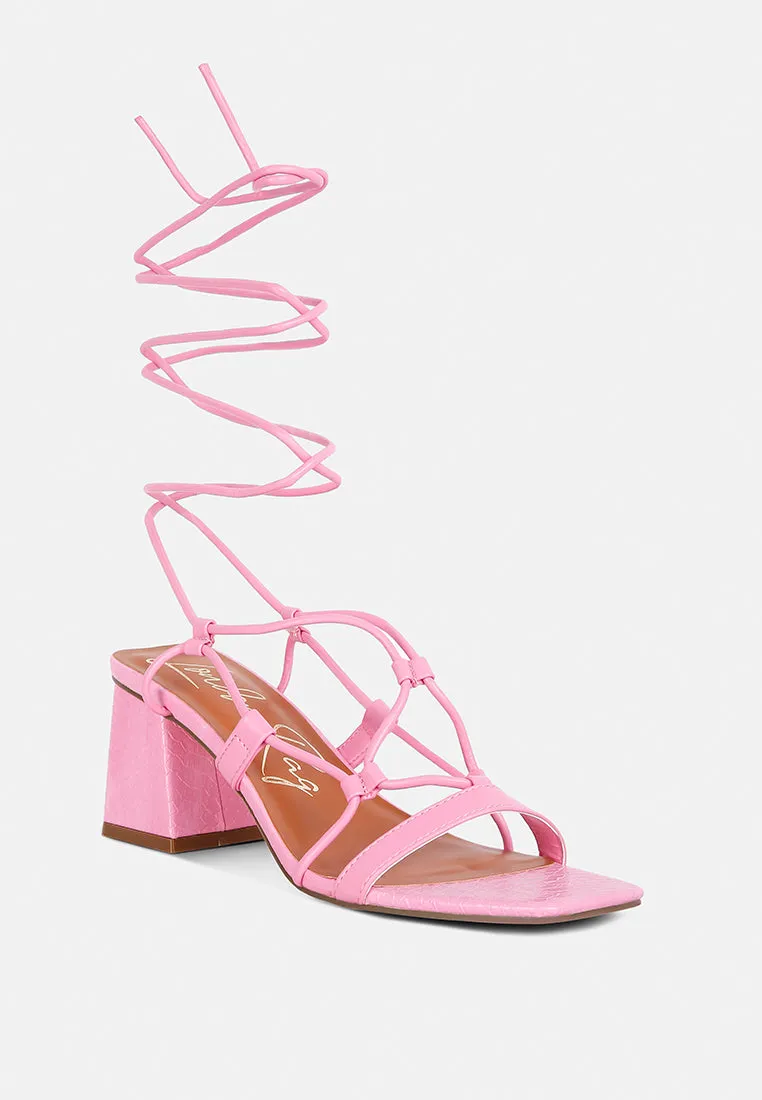 Provoked Lace Up Block Heeled Sandals By Ruw