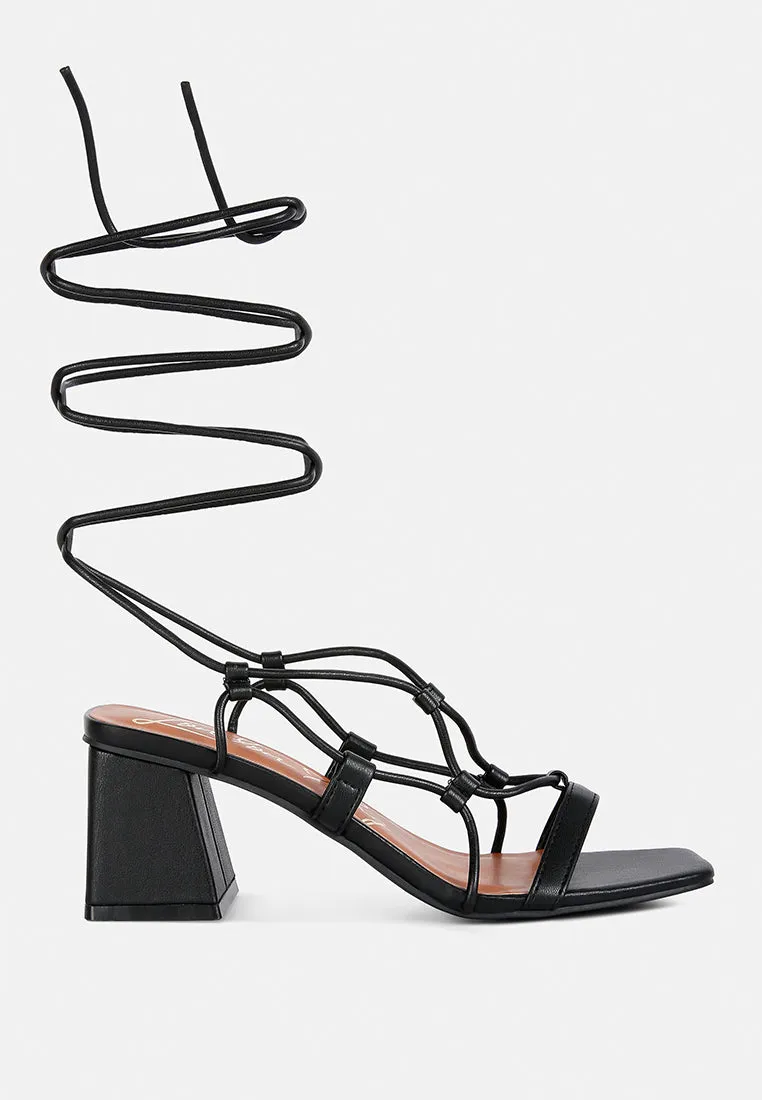 Provoked Lace Up Block Heeled Sandals By Ruw