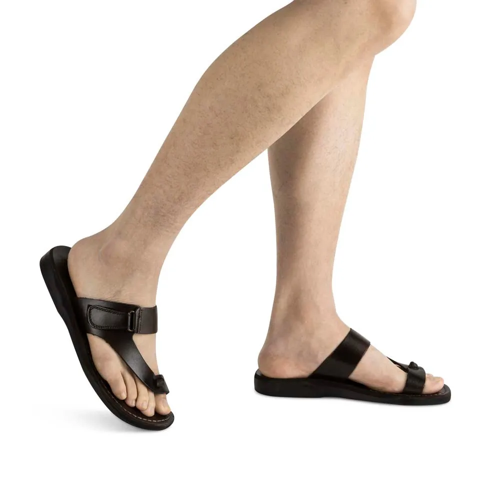 Rafael - Leather Velcro Strap Sandal | Brown