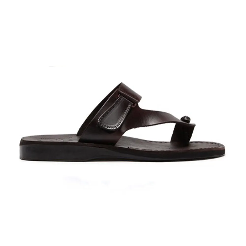 Rafael - Leather Velcro Strap Sandal | Brown