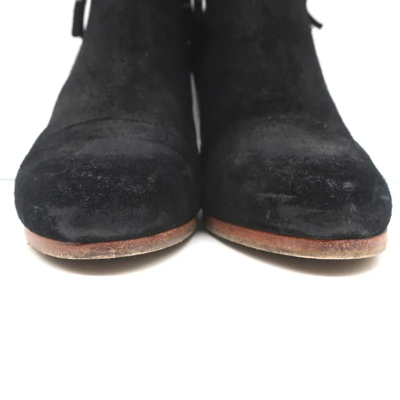 Rag & Bone Margot Side-Zip Ankle Boots Black Suede Size 37 High Heel Booties