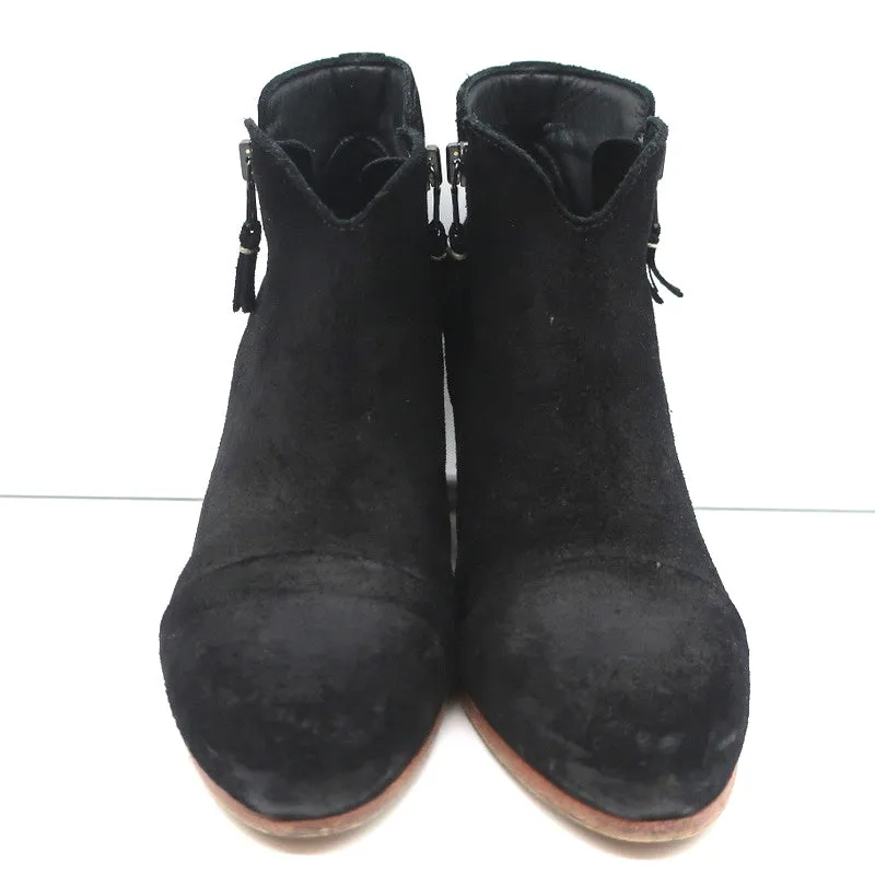 Rag & Bone Margot Side-Zip Ankle Boots Black Suede Size 37 High Heel Booties