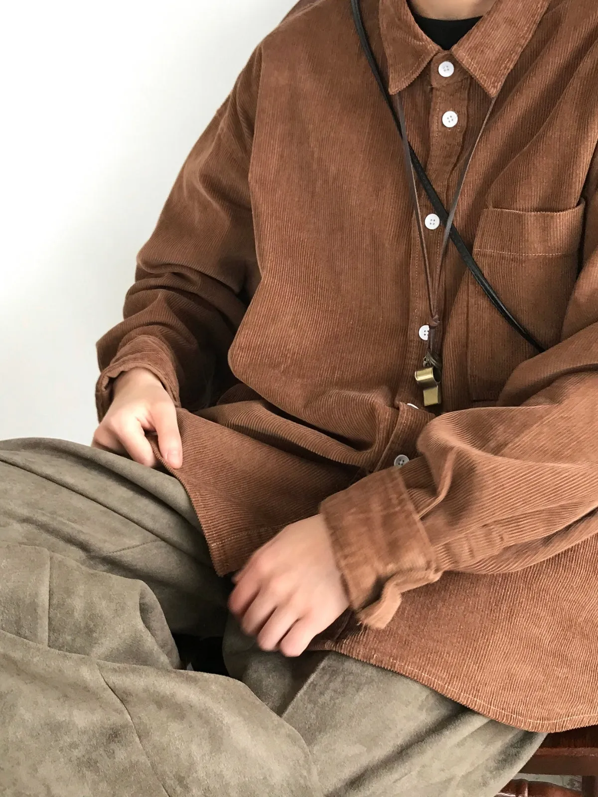 Retro Corduroy Loose Warm Shirt