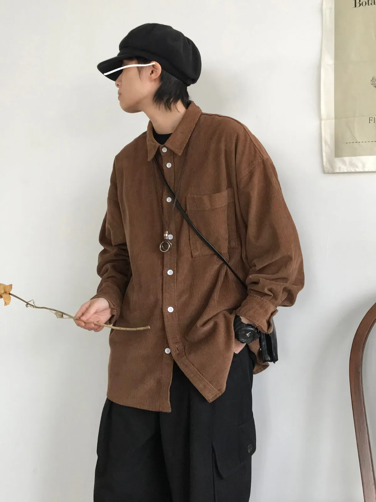 Retro Corduroy Loose Warm Shirt