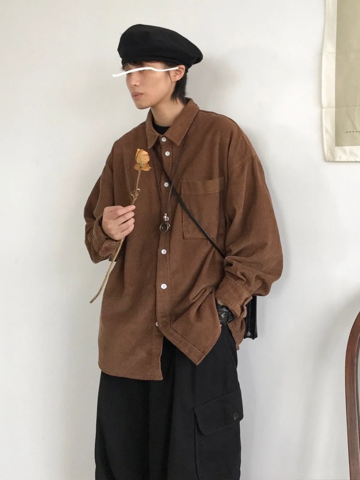 Retro Corduroy Loose Warm Shirt