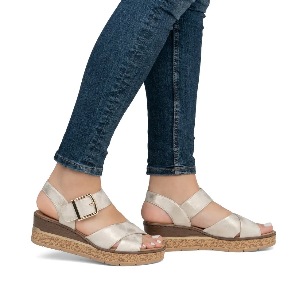 Rieker 63795 Ladies Wedged Sandals with Hook and Loop