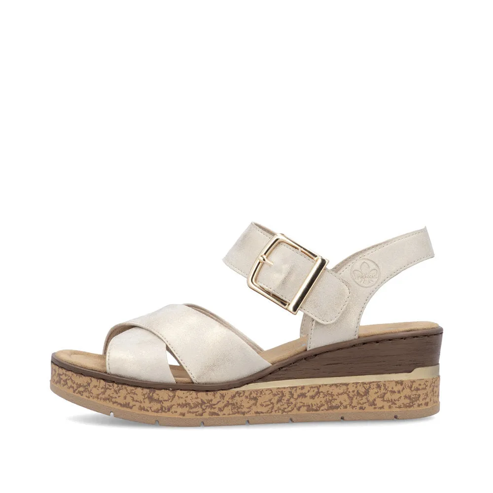 Rieker 63795 Ladies Wedged Sandals with Hook and Loop