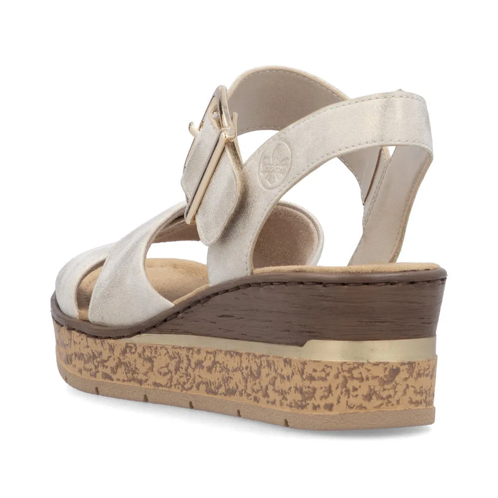 Rieker 63795 Ladies Wedged Sandals with Hook and Loop