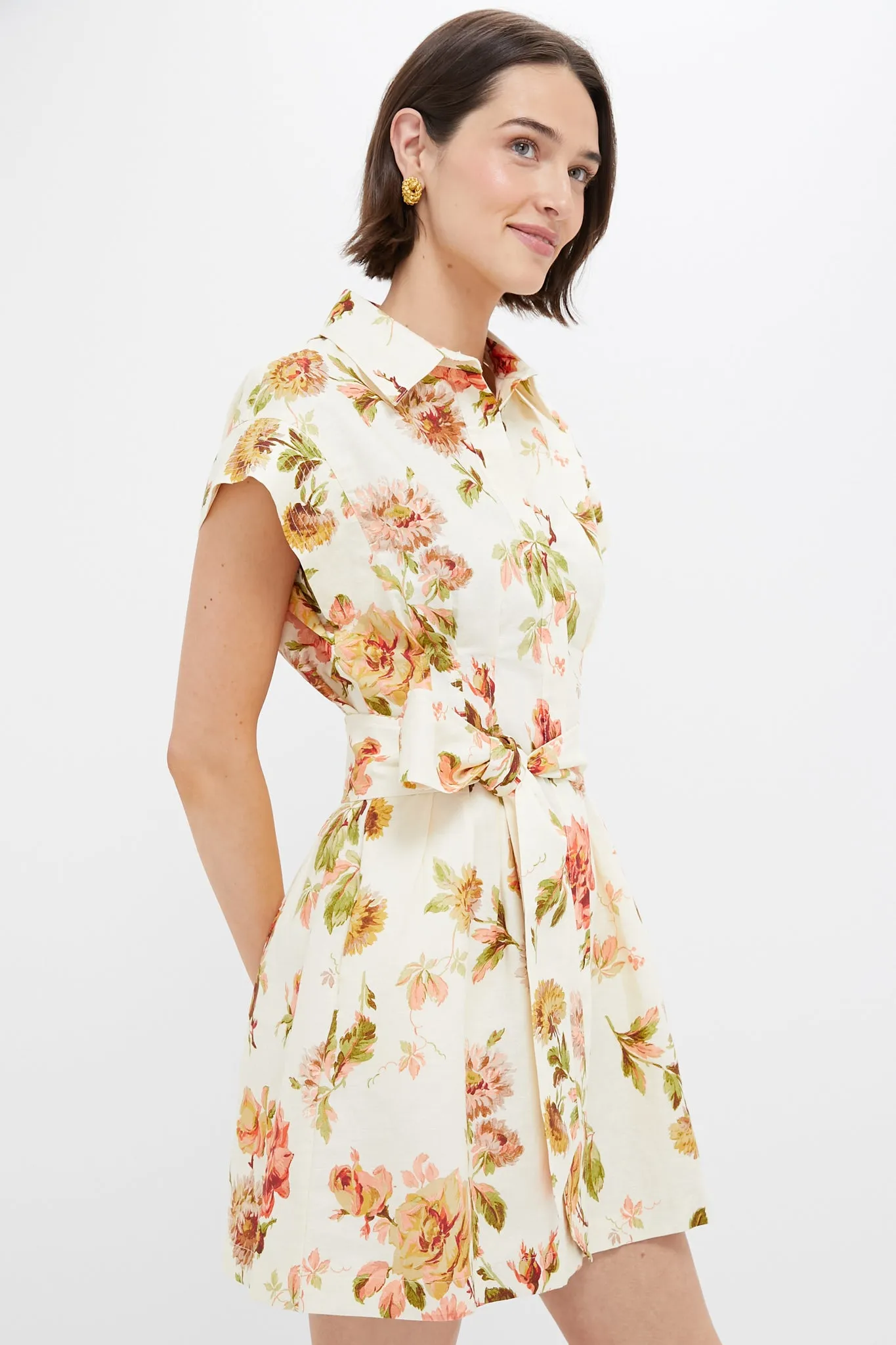Romantic Floral Cotton Linen Mini Callie Dress