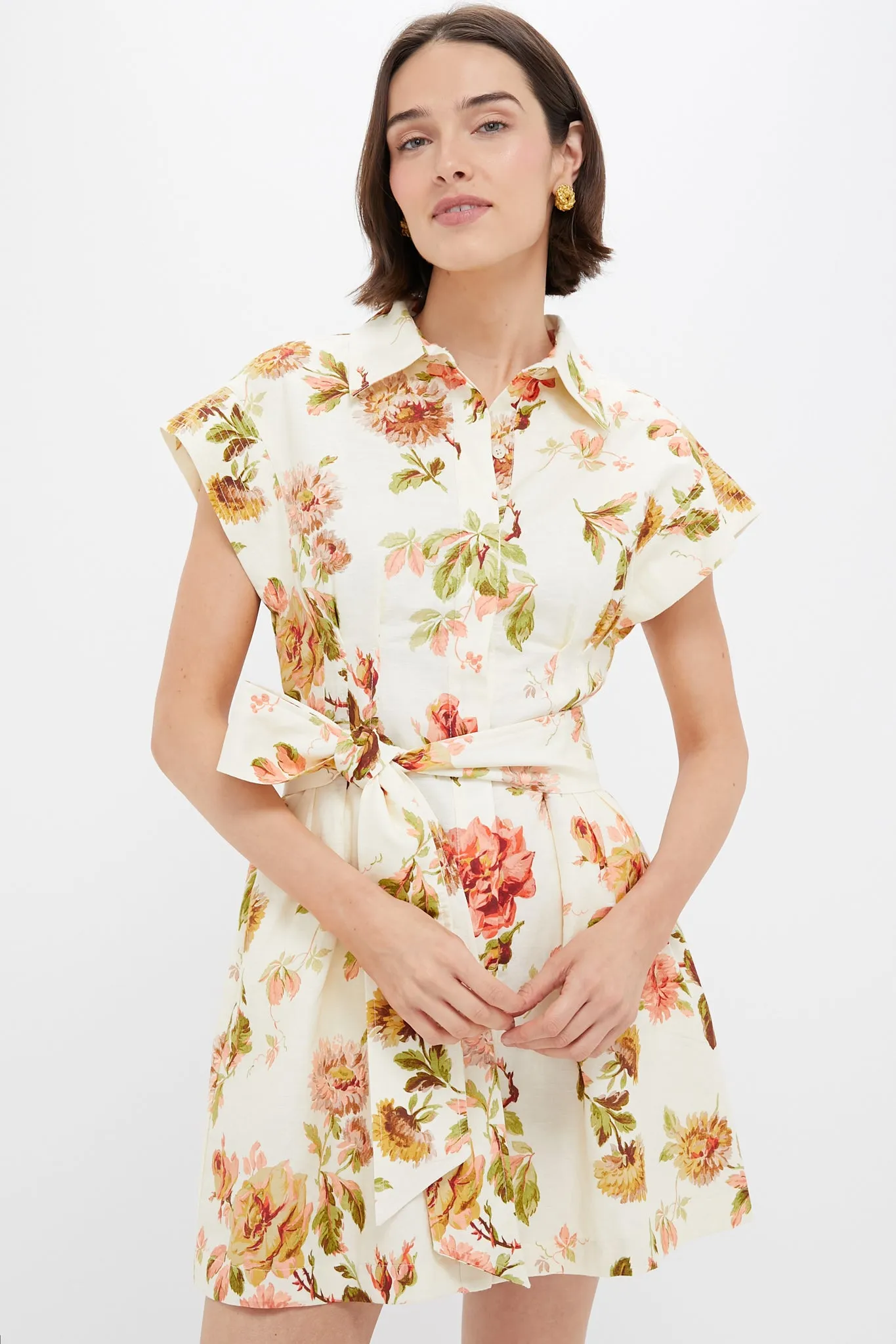 Romantic Floral Cotton Linen Mini Callie Dress