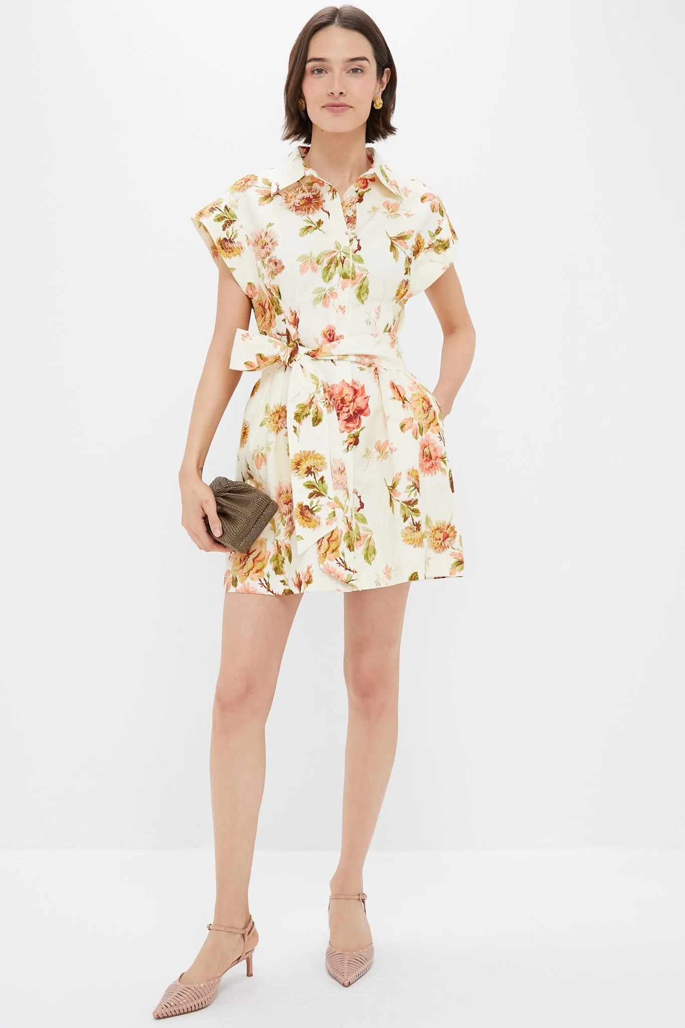 Romantic Floral Cotton Linen Mini Callie Dress