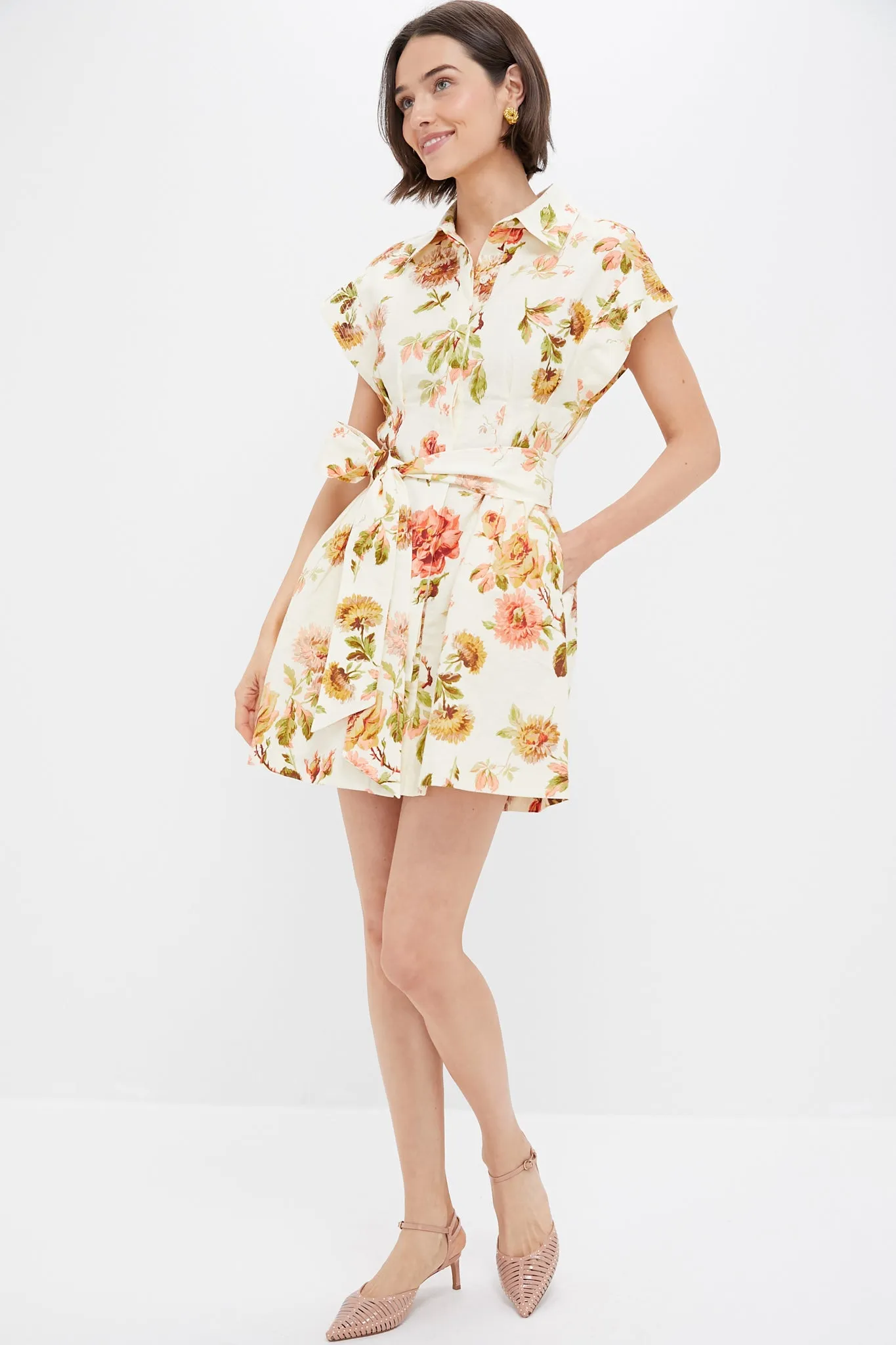 Romantic Floral Cotton Linen Mini Callie Dress