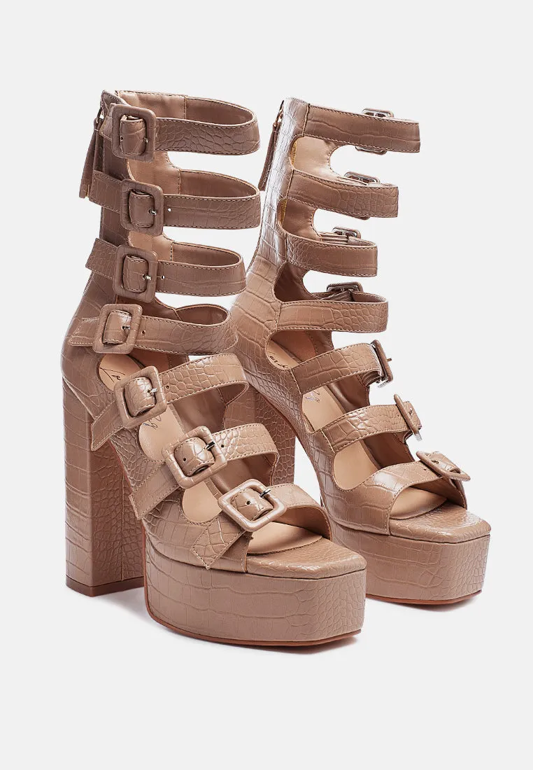 Sarouchi Caged Gladiator Platform Sandals By Ruw