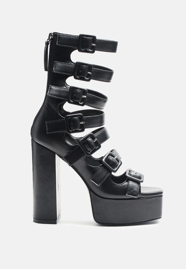 Sarouchi Caged Gladiator Platform Sandals By Ruw