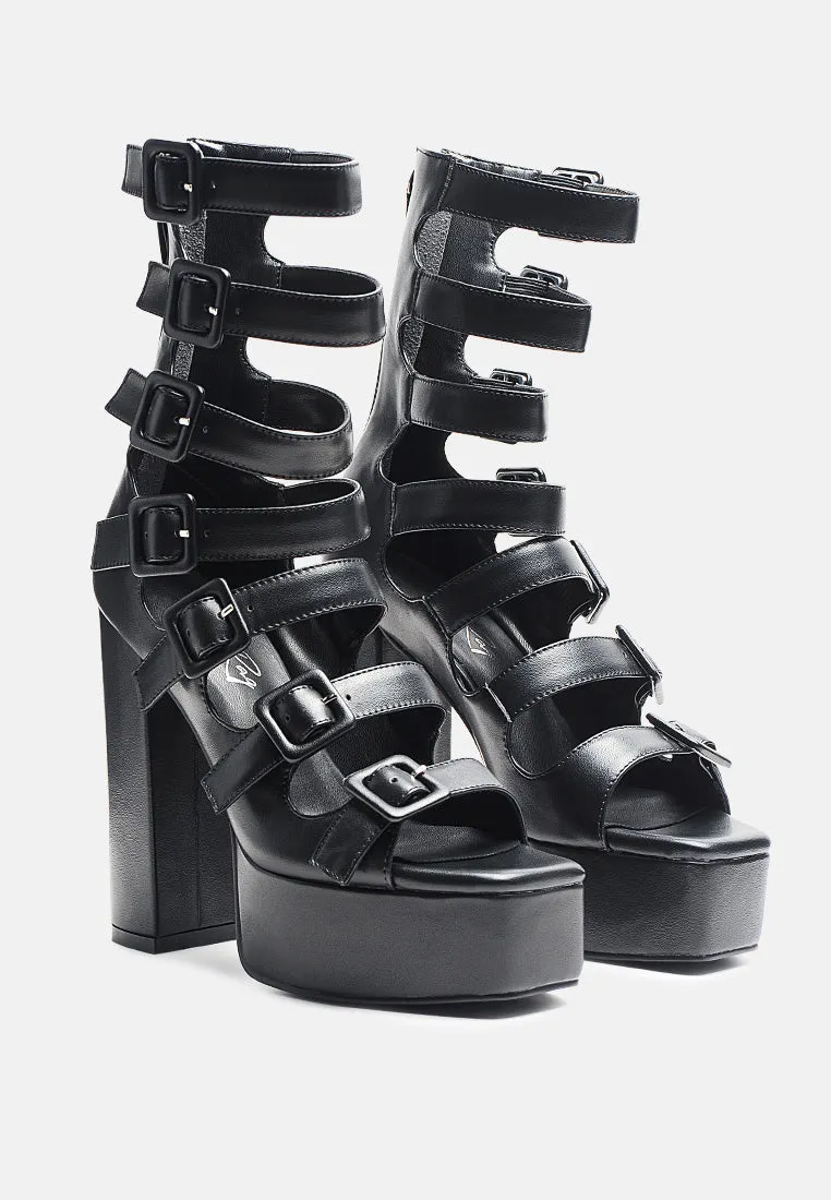Sarouchi Caged Gladiator Platform Sandals By Ruw