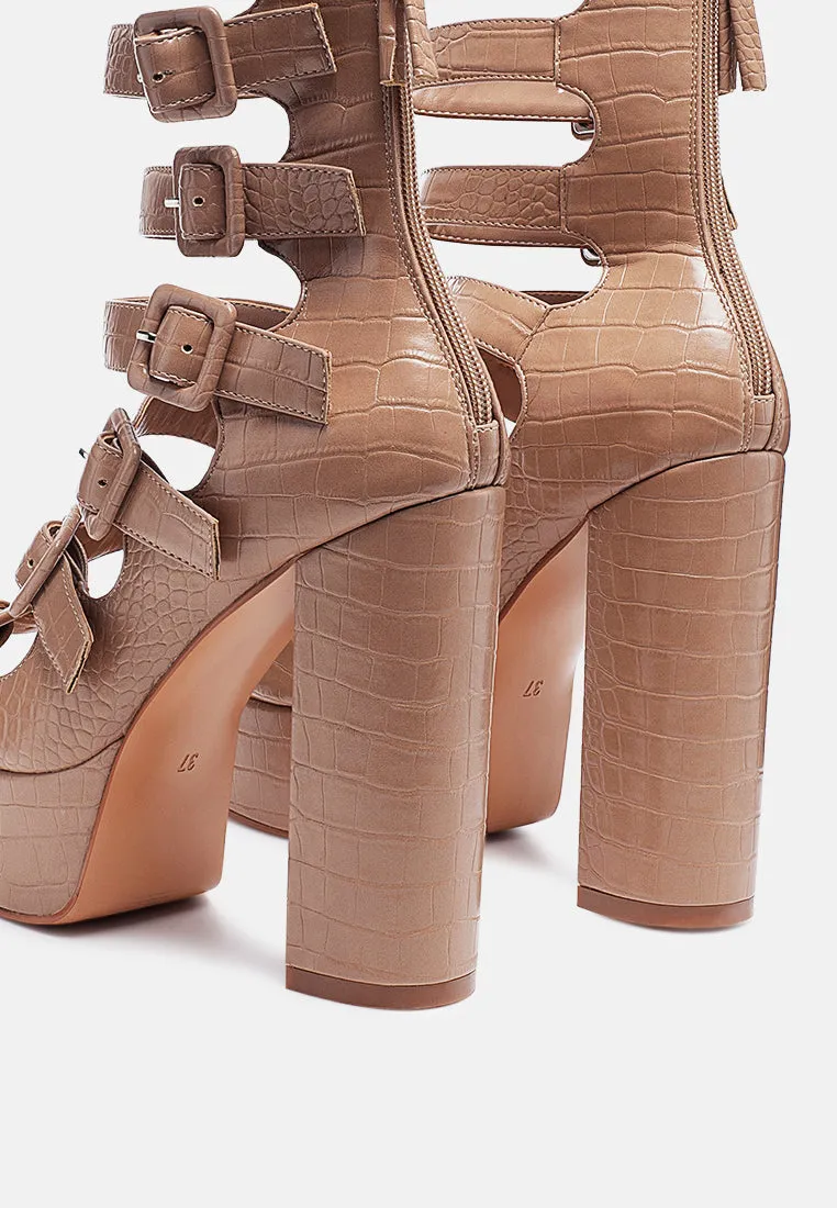 Sarouchi Caged Gladiator Platform Sandals By Ruw