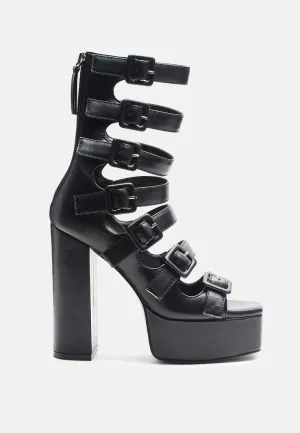 Sarouchi Caged Gladiator Platform Sandals By Ruw