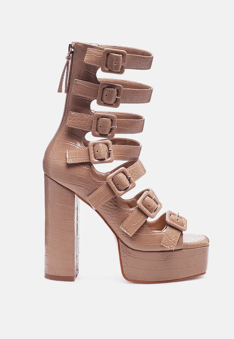 Sarouchi Caged Gladiator Platform Sandals By Ruw