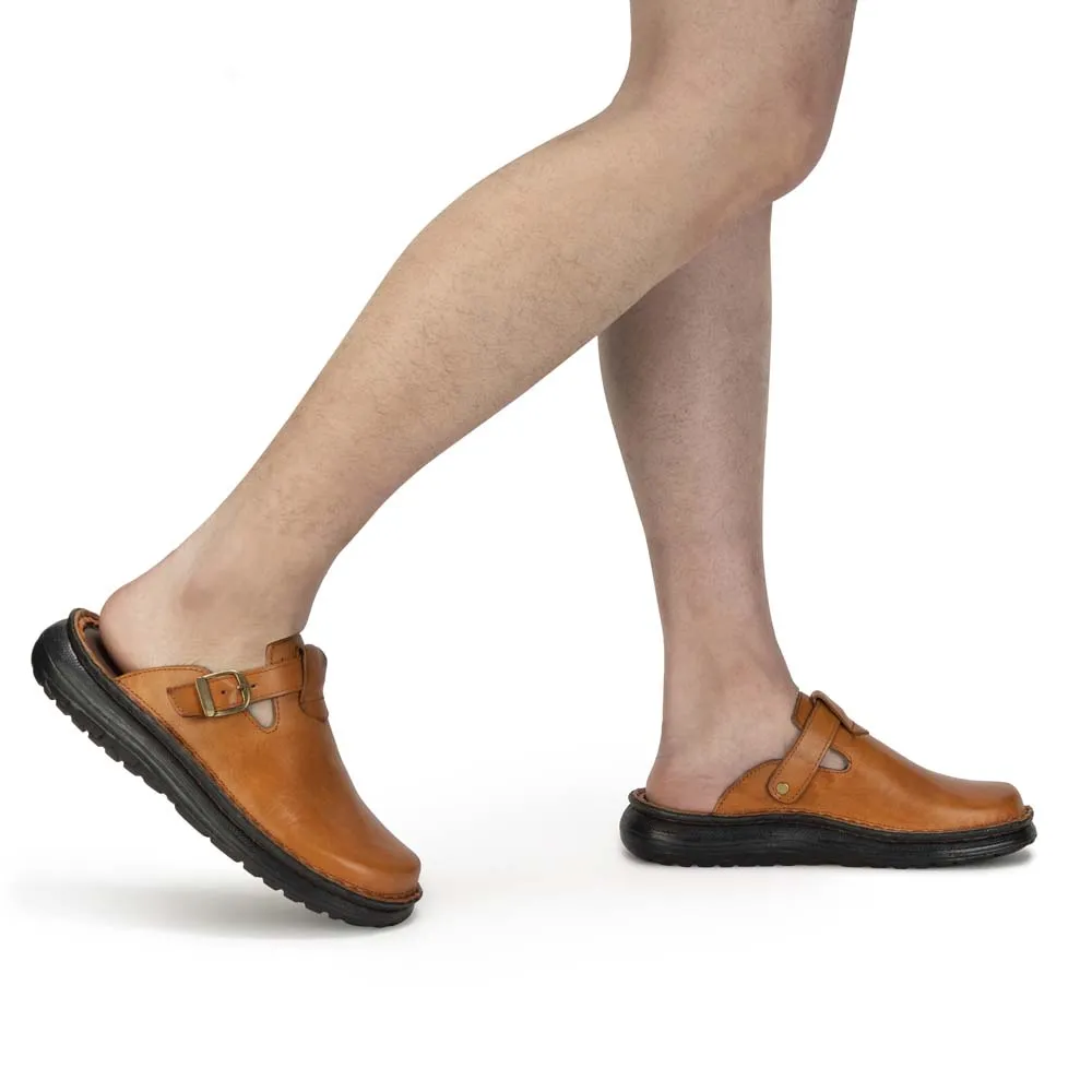 Sawyer - Leather Clog-Toe Sandal | Honey