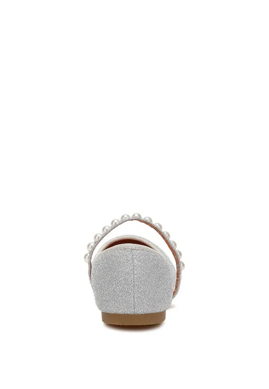 Shontel Glitter Ballerinas – Pearl Embellished Flats with Strap
