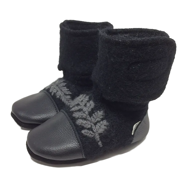 Starling Embroidered Felted Wool Booties