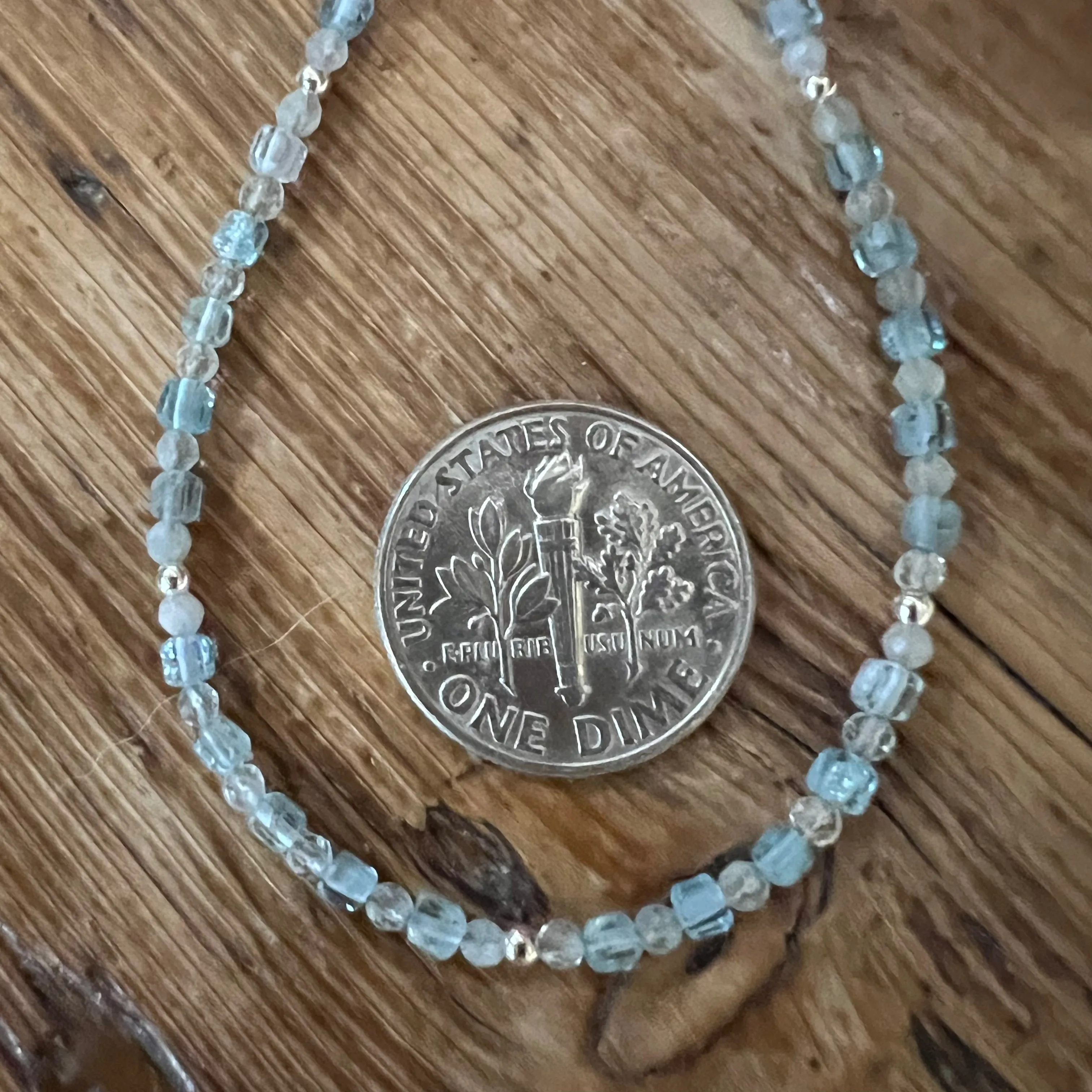 Sterling Silver Apatite and Aquamarine Ankle Bracelet