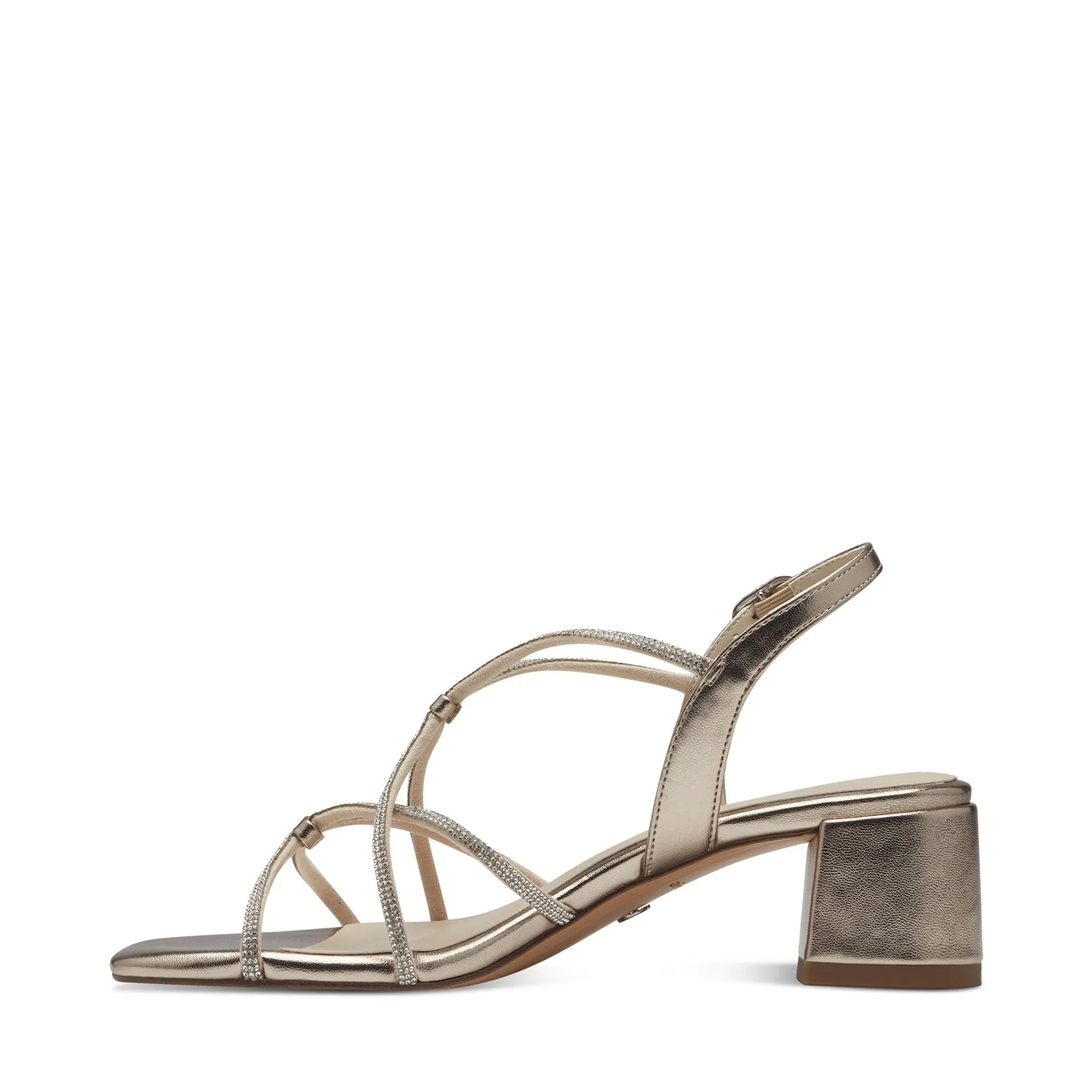 Tamaris Strappy Low Sandal with Diamante Trim Gold