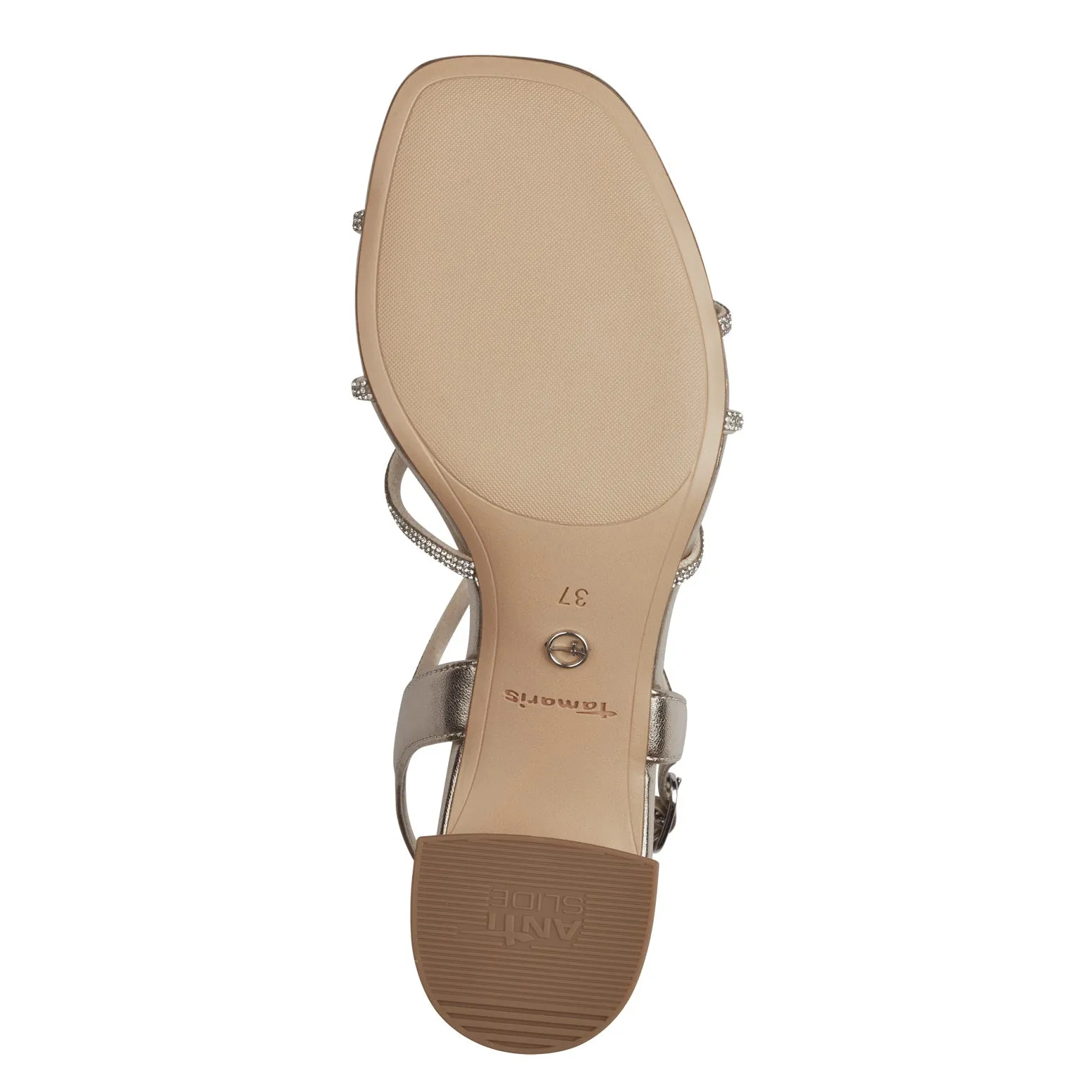 Tamaris Strappy Low Sandal with Diamante Trim Gold