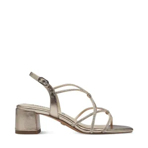 Tamaris Strappy Low Sandal with Diamante Trim Gold