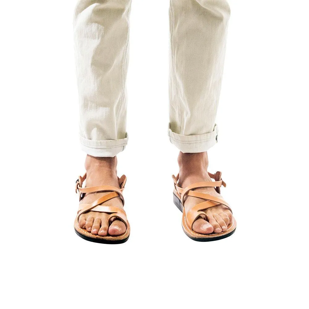 The Good Shepherd Buckle - Leather Toe Loop Sandal | Tan