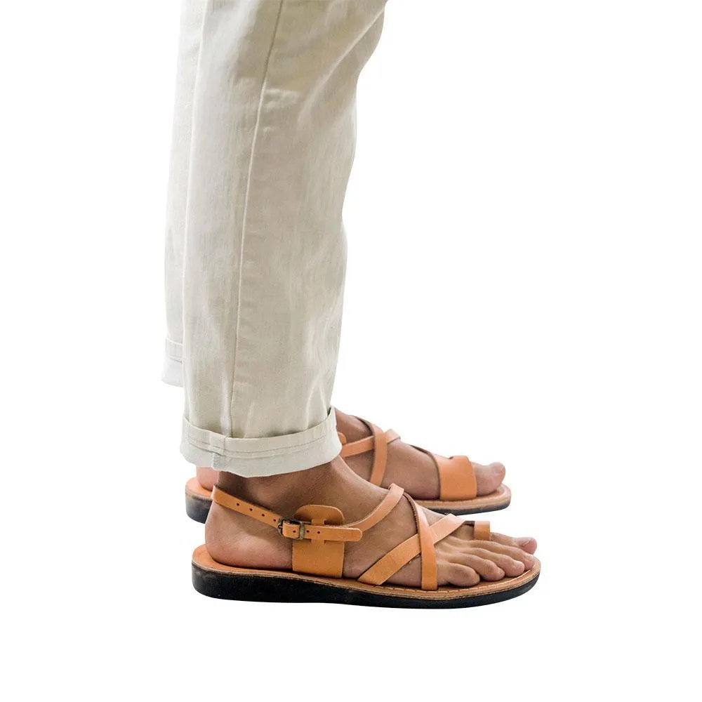 The Good Shepherd Buckle - Leather Toe Loop Sandal | Tan