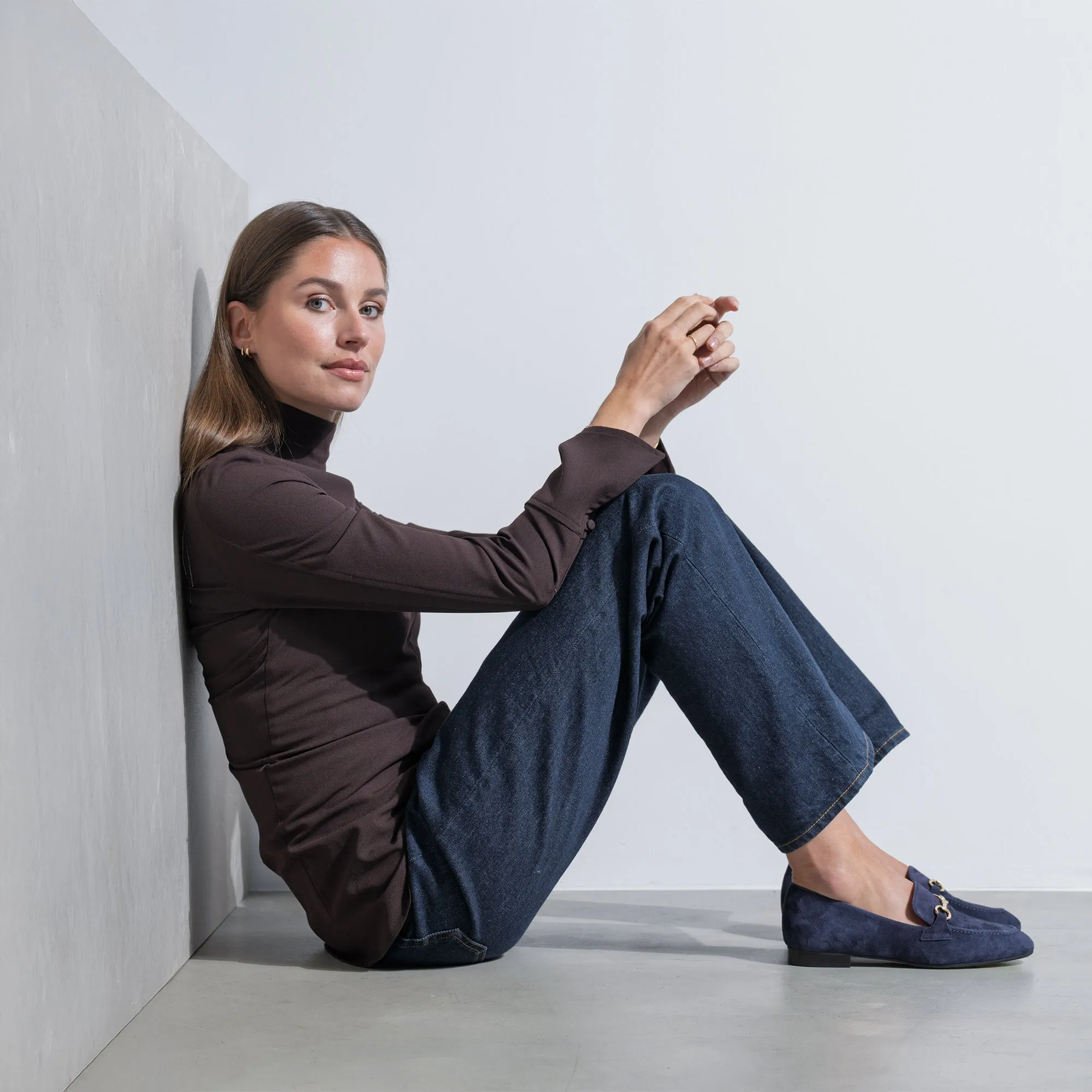 Vendôme Fleur blue suede loafers