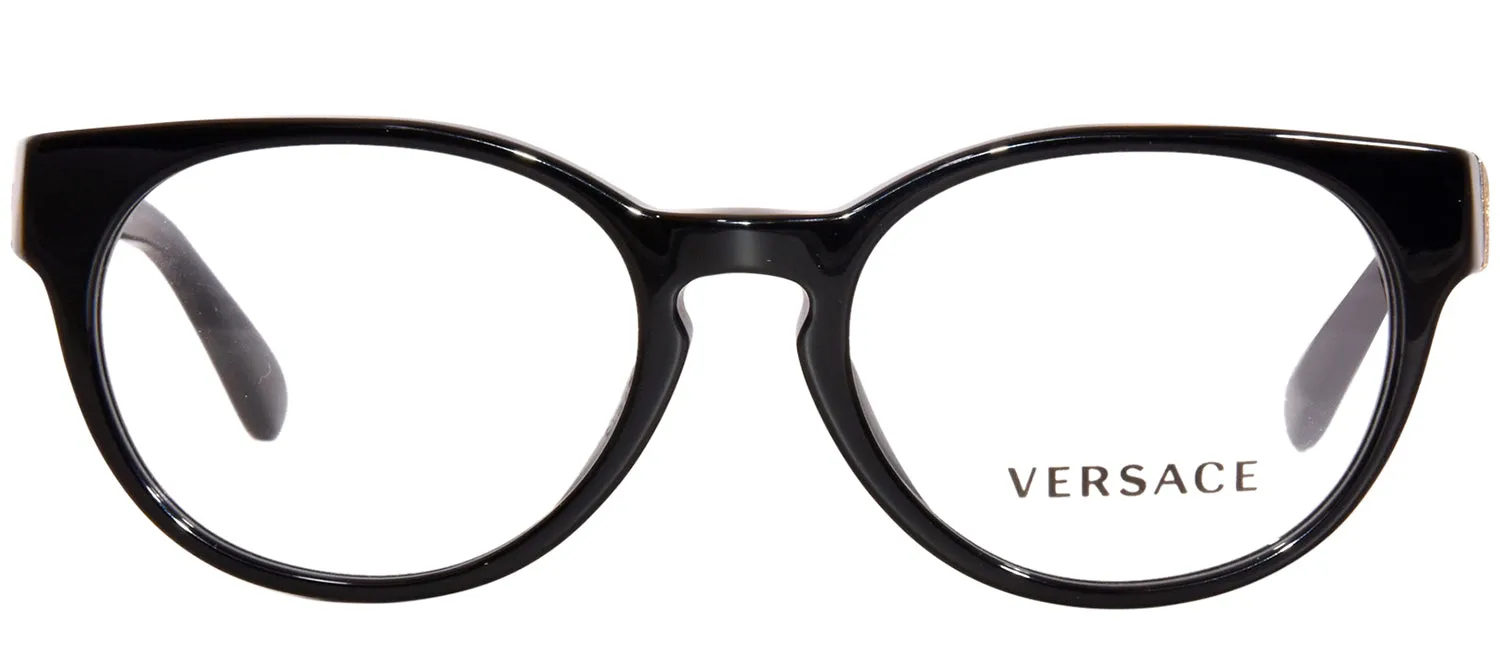 Versace Kids VK 3323U GB1 Oval Plastic Black Eyeglasses with Logo Stamped Demo Lenses